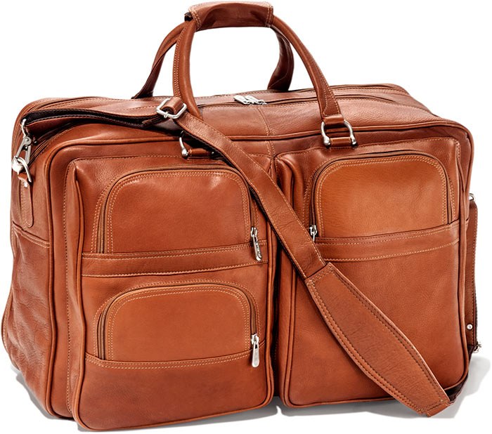 Two Zipper Leather Overnight Bag Russell's For Men