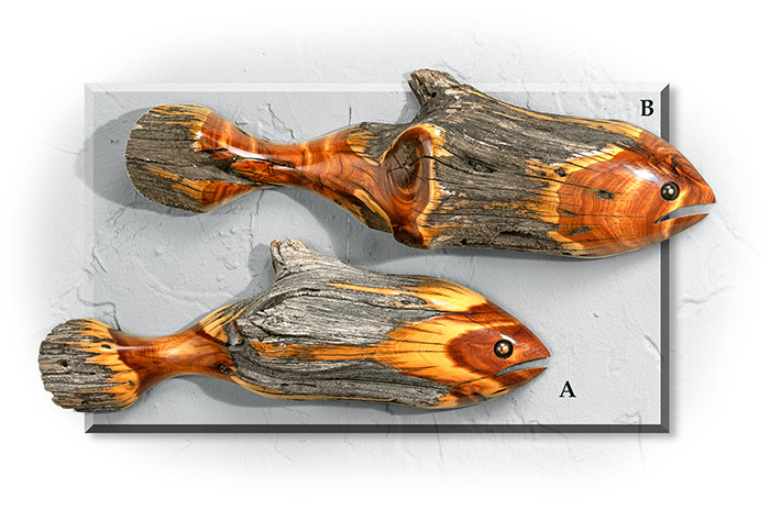 RUSTIC CEDAR Hand Carved FISH to decorate your cabin wall MEASURES 14"-16"