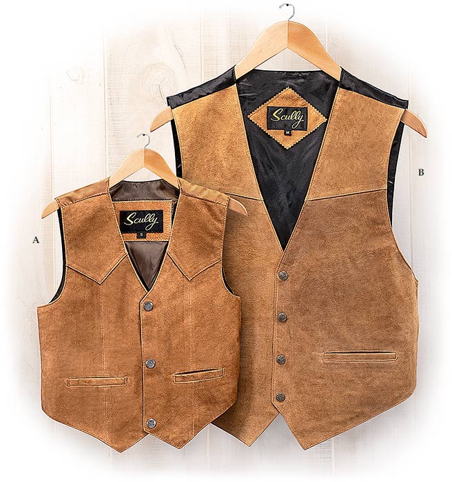 Matching Adult & Child Boar Suede Vest Pair - Children and Adult Sizes - Genuine Boar Leather