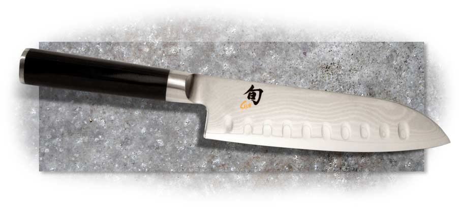 KAI Shun Classic 6-3/4" Hollow Ground Santoku Knife w/ Granton Grooves