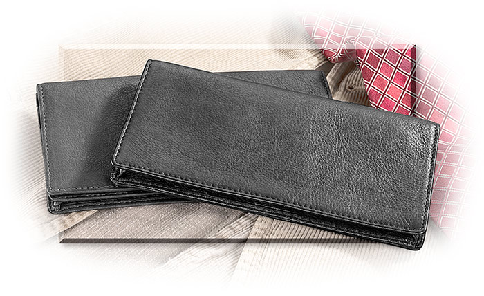 Leather Checkbook Wallet Black